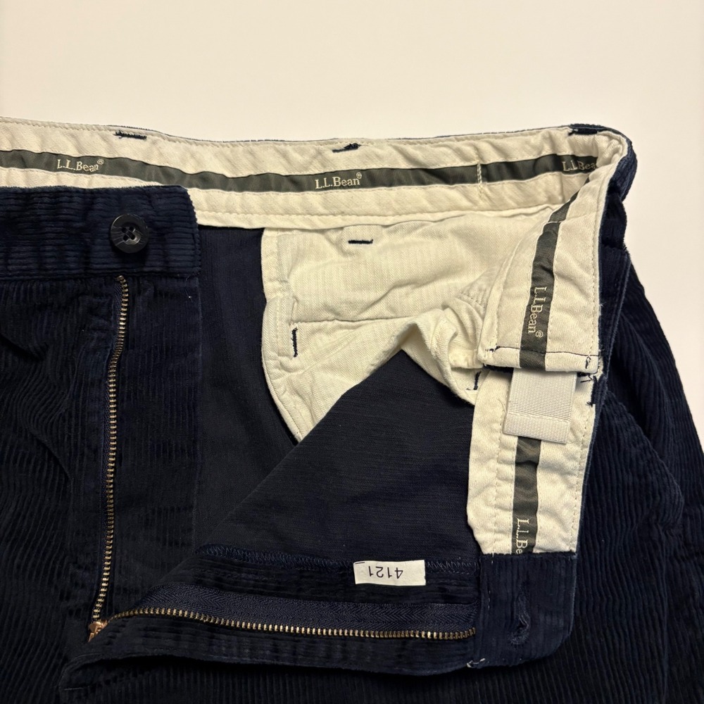 LL Bean Corduroy Pants Mens 38x23 Navy Blue Comfort Waist Stretch Cotton 502864 - Picture 7 of 10